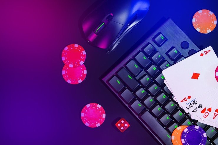 Live casino studio with multiple card tables and dealers